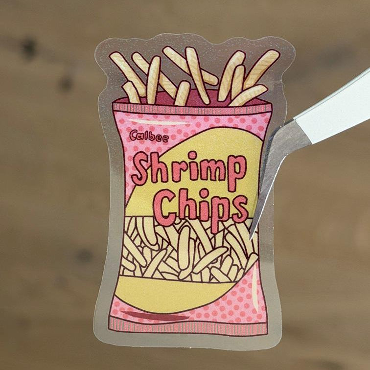 Shrimp Chips Nostalgic Asian Foodie Snack Stickers – Shimmery Vinyl, Transparent & Waterproof