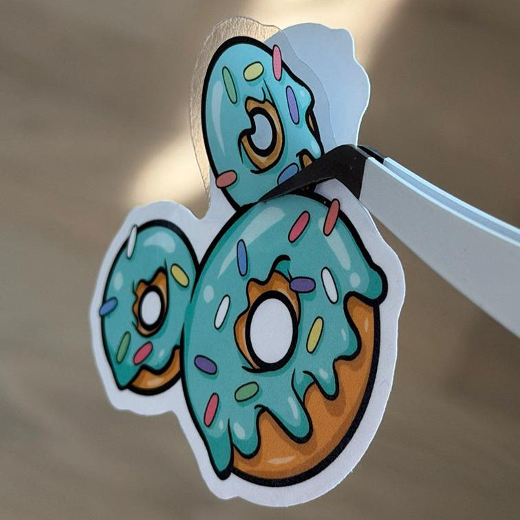Donuts Mickey Shape Disney Stickers – Shimmery Vinyl, Transparent & Waterproof