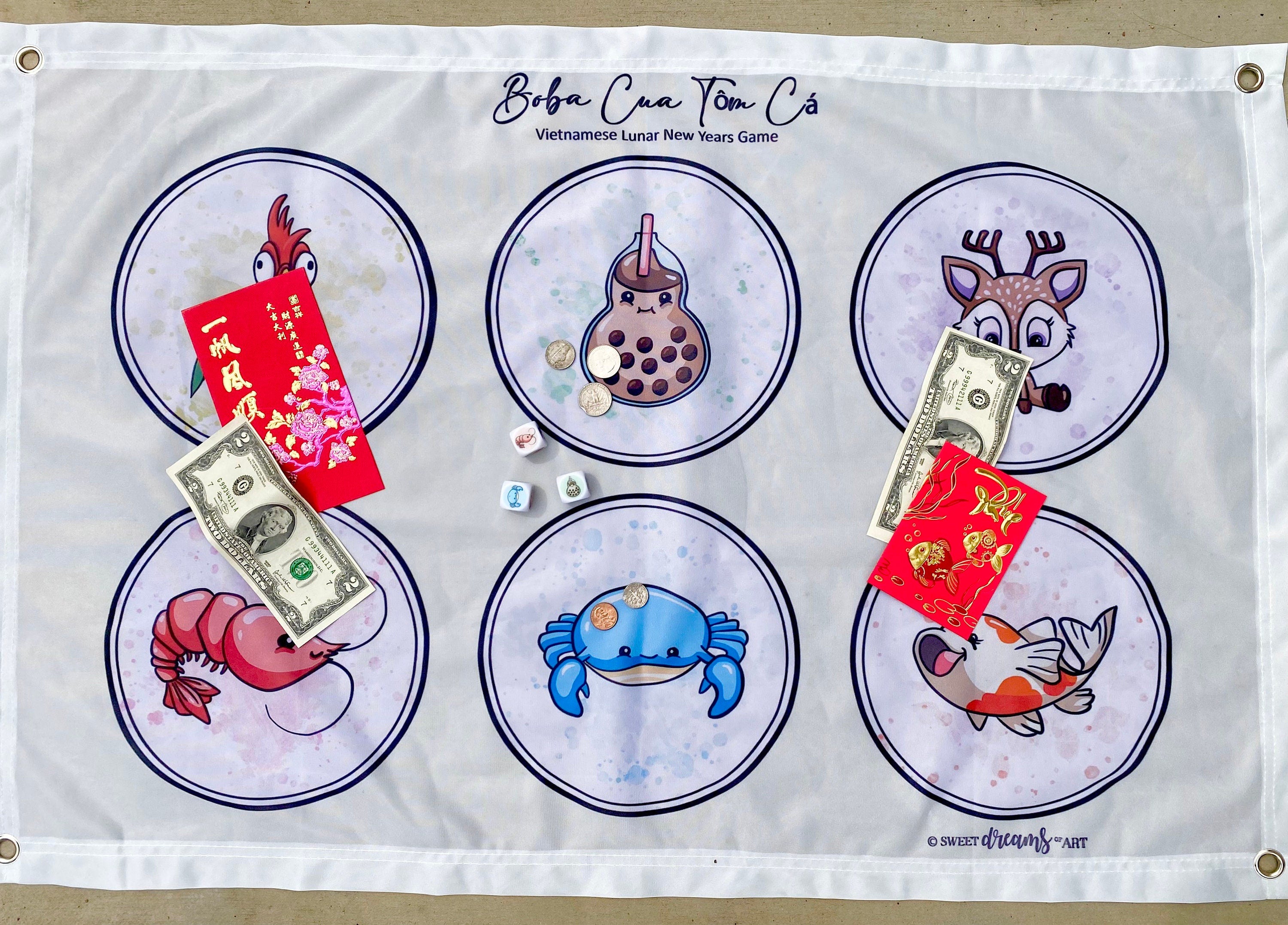 Original or Dim Sum Boba Vietnamese Lunar New Year Tet Gambling Dice Board Game