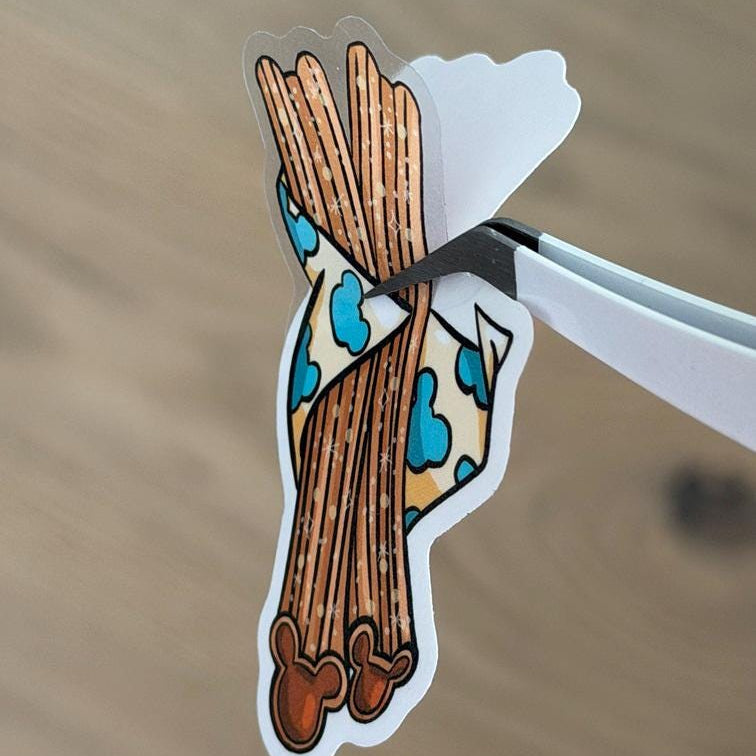 Churros Mickey Shape Disney Stickers – Shimmery Vinyl, Transparent & Waterproof