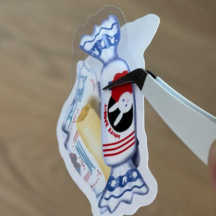 White Rabbit Nostalgic Asian Foodie Snack Stickers – Shimmery Vinyl, Transparent & Waterproof