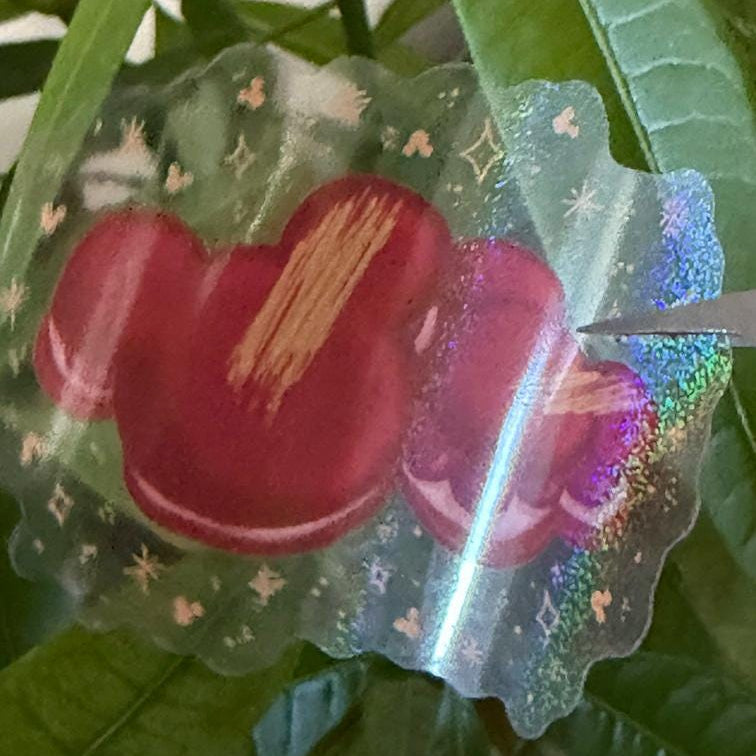 Macarons Mickey Shape Stickers – Shimmery Vinyl, Transparent & Waterproof