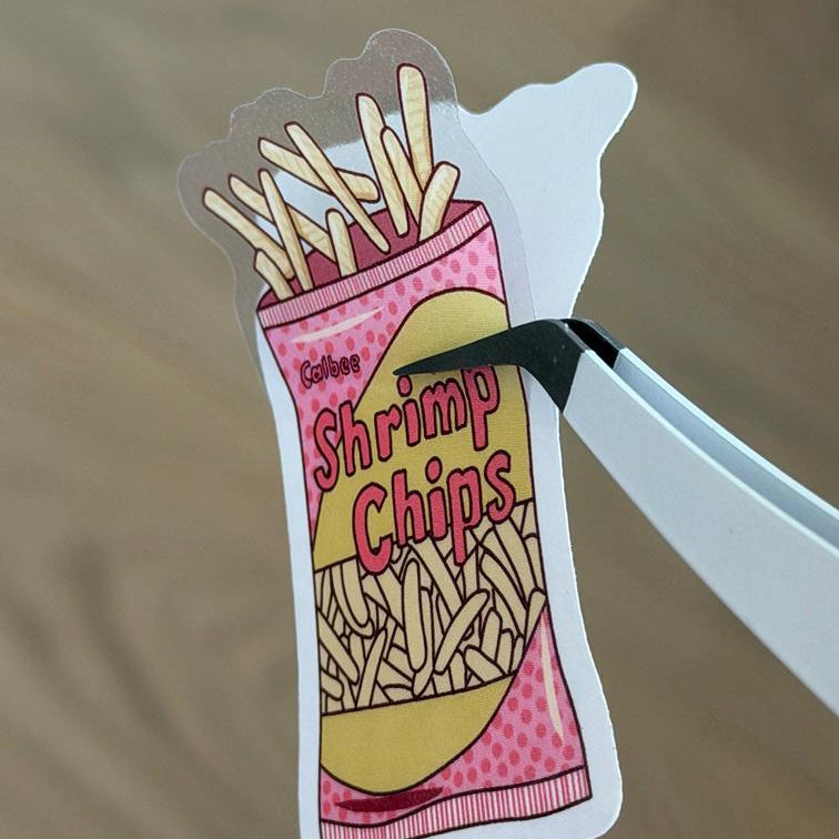 Shrimp Chips Nostalgic Asian Foodie Snack Stickers – Shimmery Vinyl, Transparent & Waterproof