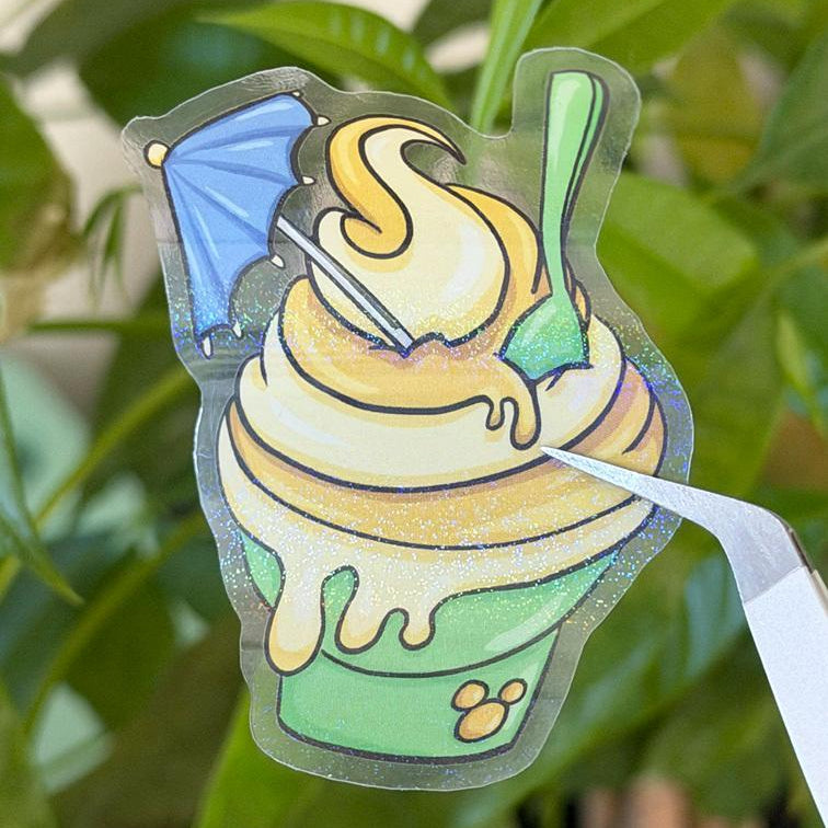 Pineapple Dole Whip Disney Stickers – Shimmery Vinyl, Transparent & Waterproof