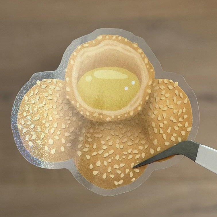 Sesame Balls with Mung Bean Nostalgic Asian Foodie Snack Stickers – Shimmery Vinyl, Transparent & Waterproof