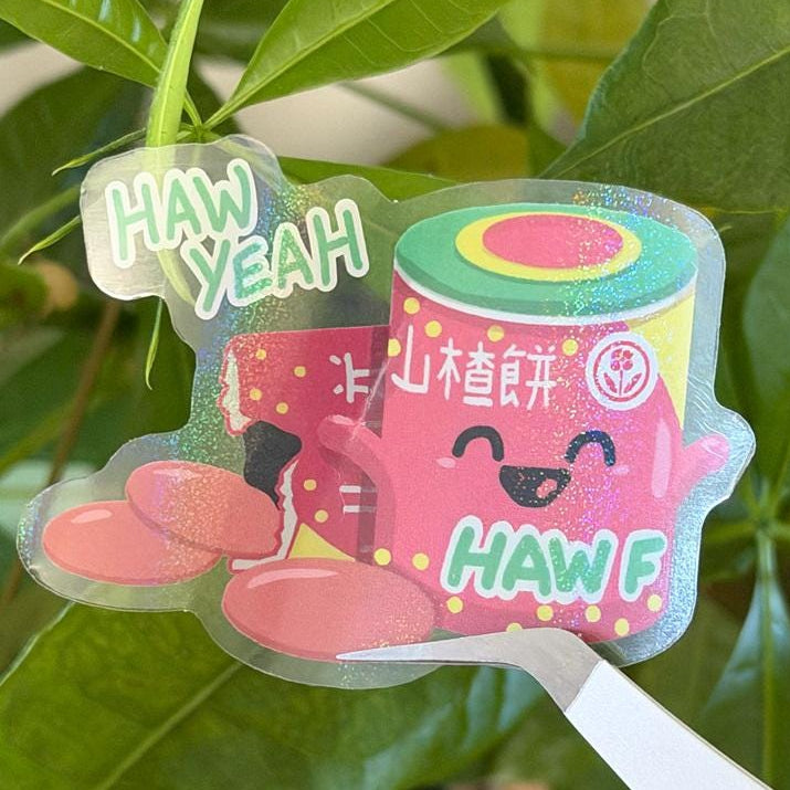 Haw Flakes Nostalgic Asian Foodie Snack Stickers – Shimmery Vinyl, Transparent & Waterproof