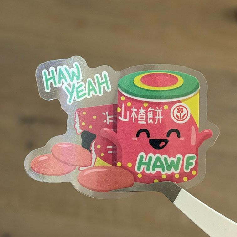 Haw Flakes Nostalgic Asian Foodie Snack Stickers – Shimmery Vinyl, Transparent & Waterproof