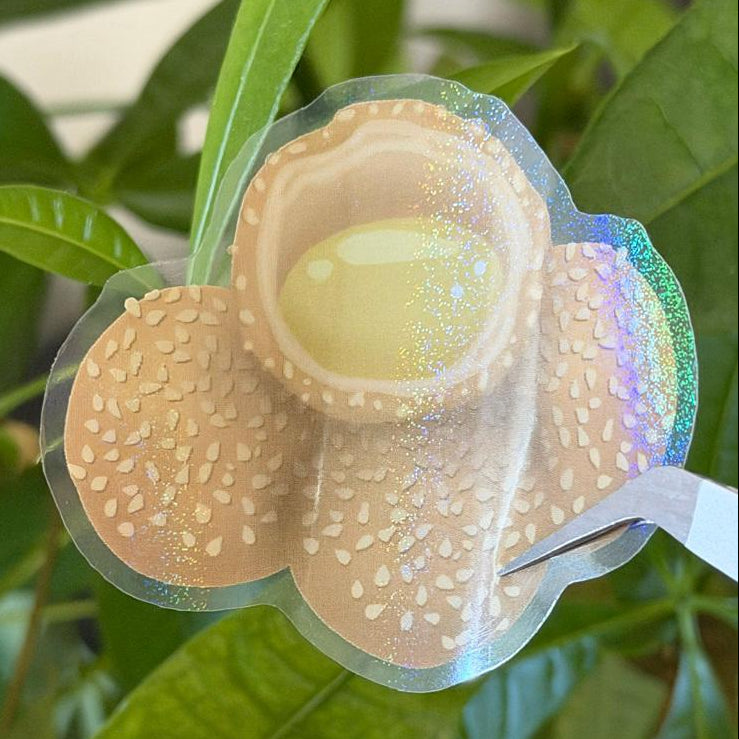 Sesame Balls with Mung Bean Nostalgic Asian Foodie Snack Stickers – Shimmery Vinyl, Transparent & Waterproof