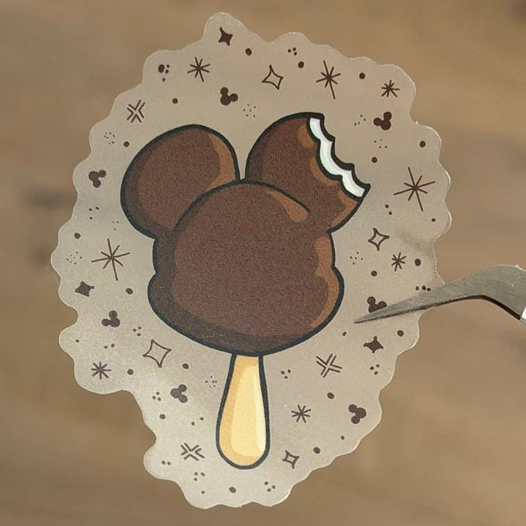 Ice Cream Popsicle Mickey Shape Disney Stickers – Shimmery Vinyl, Transparent & Waterproof