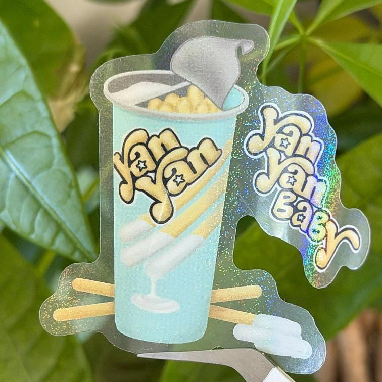 Yan Yan Cookies Nostalgic Asian Foodie Snack Stickers – Shimmery Vinyl, Transparent & Waterproof