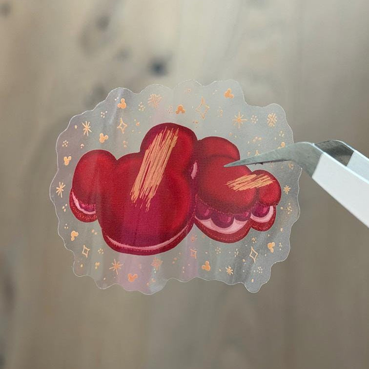 Macarons Mickey Shape Stickers – Shimmery Vinyl, Transparent & Waterproof