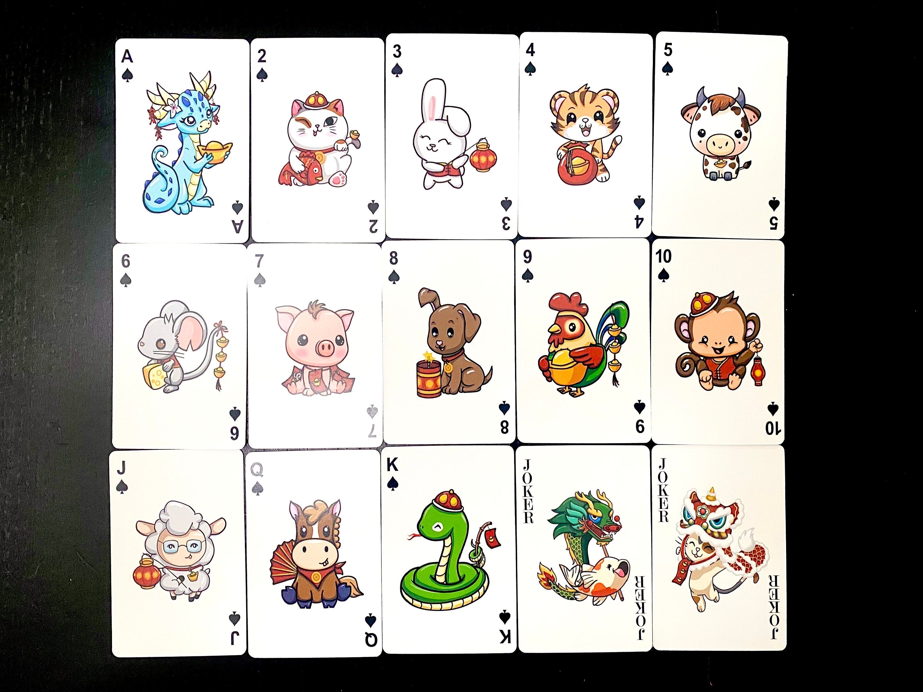 Lunar New Year Playing Cards Chinese Zodiac Animals