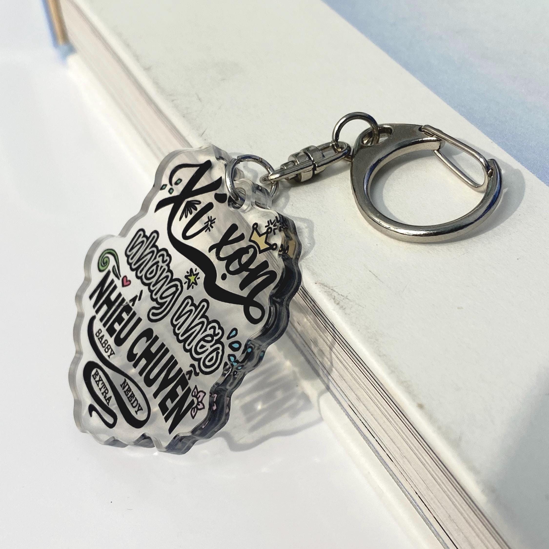 Acrylic Vietnamese Sassy Common Phrases Extra Calligraphy Cute Keychain