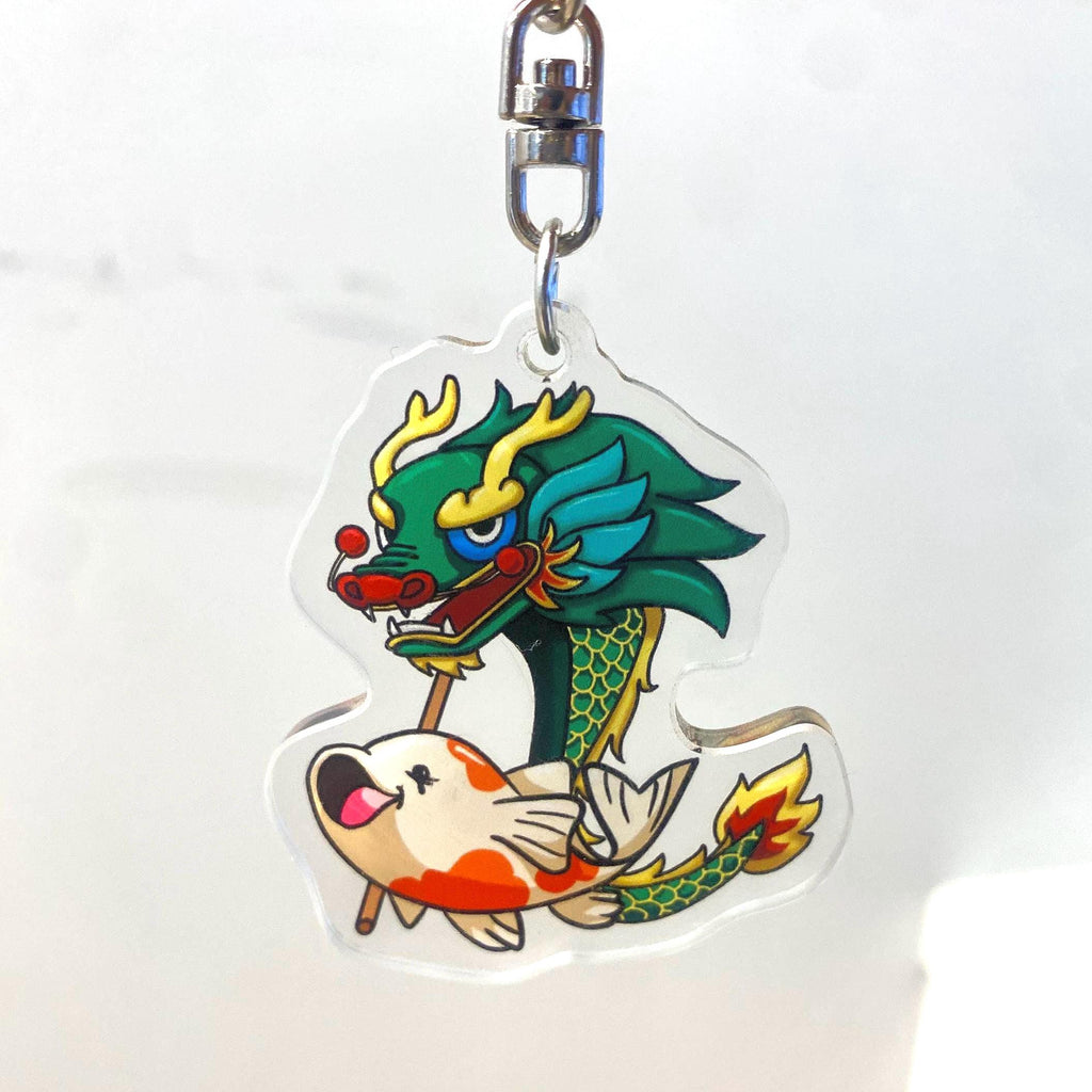 Koi Fish Flying Dragon Kite Acrylic Keychain - Lunar New Year