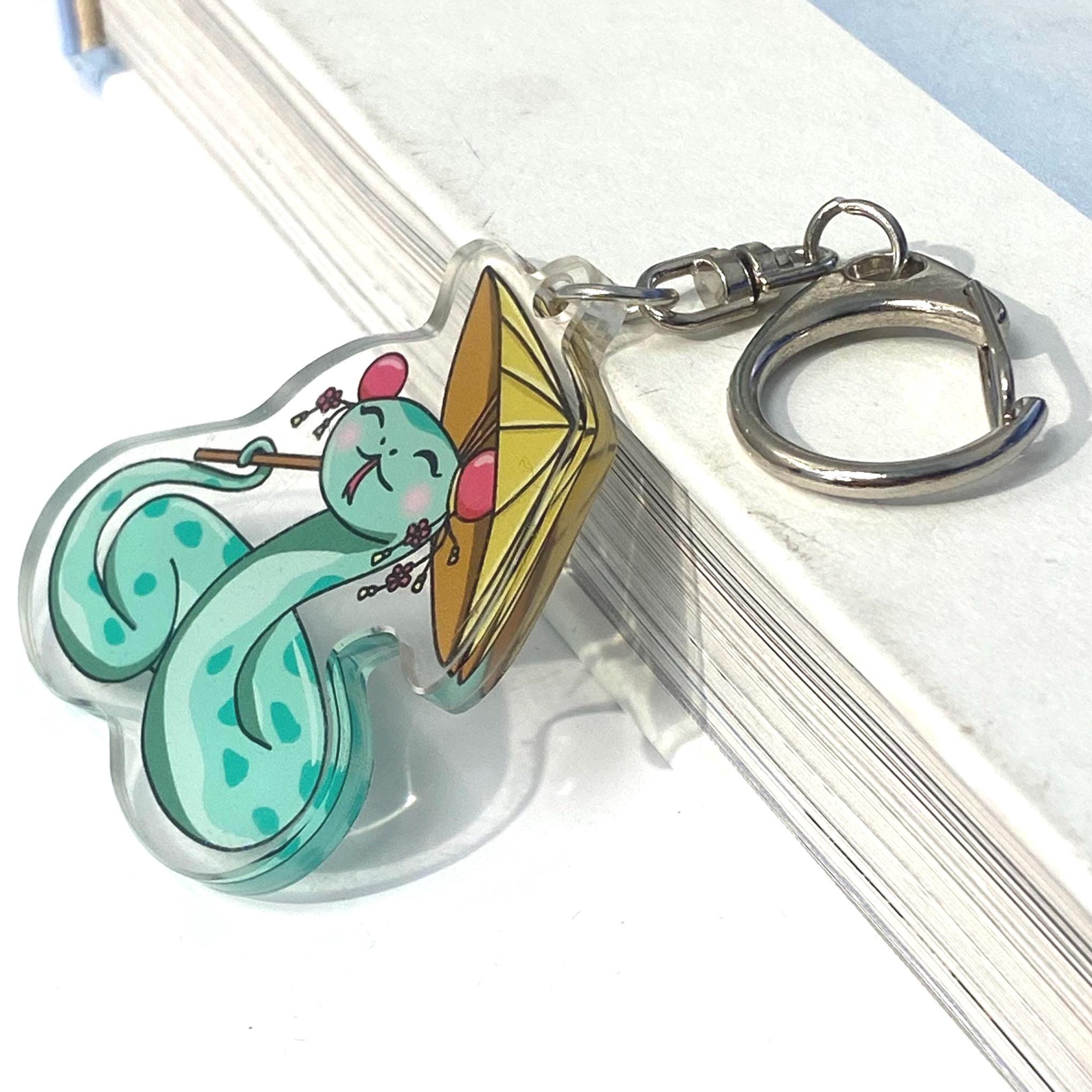 Acrylic Year of the Snake Wearing Rice Hat Holding a Parasol Cute Keychain
