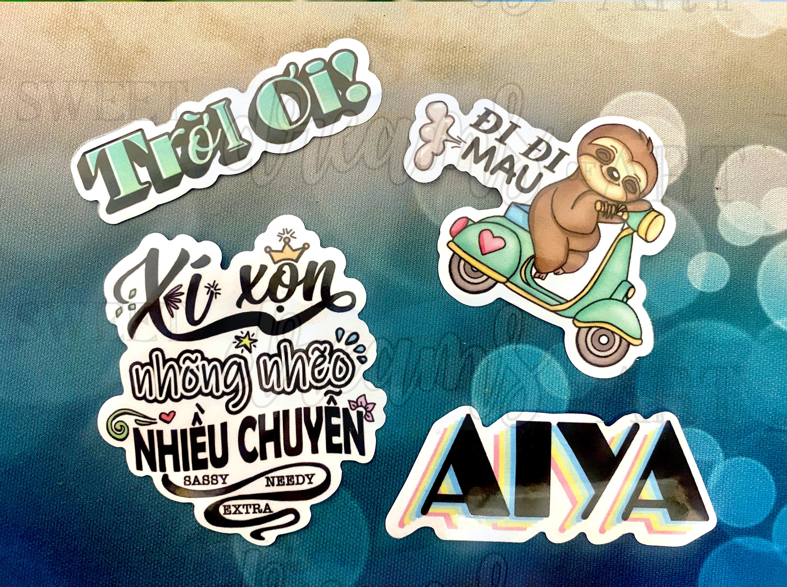 Vietnamese Phrase Stickers: Funny Vinyl Decal Bundle (4 pc)