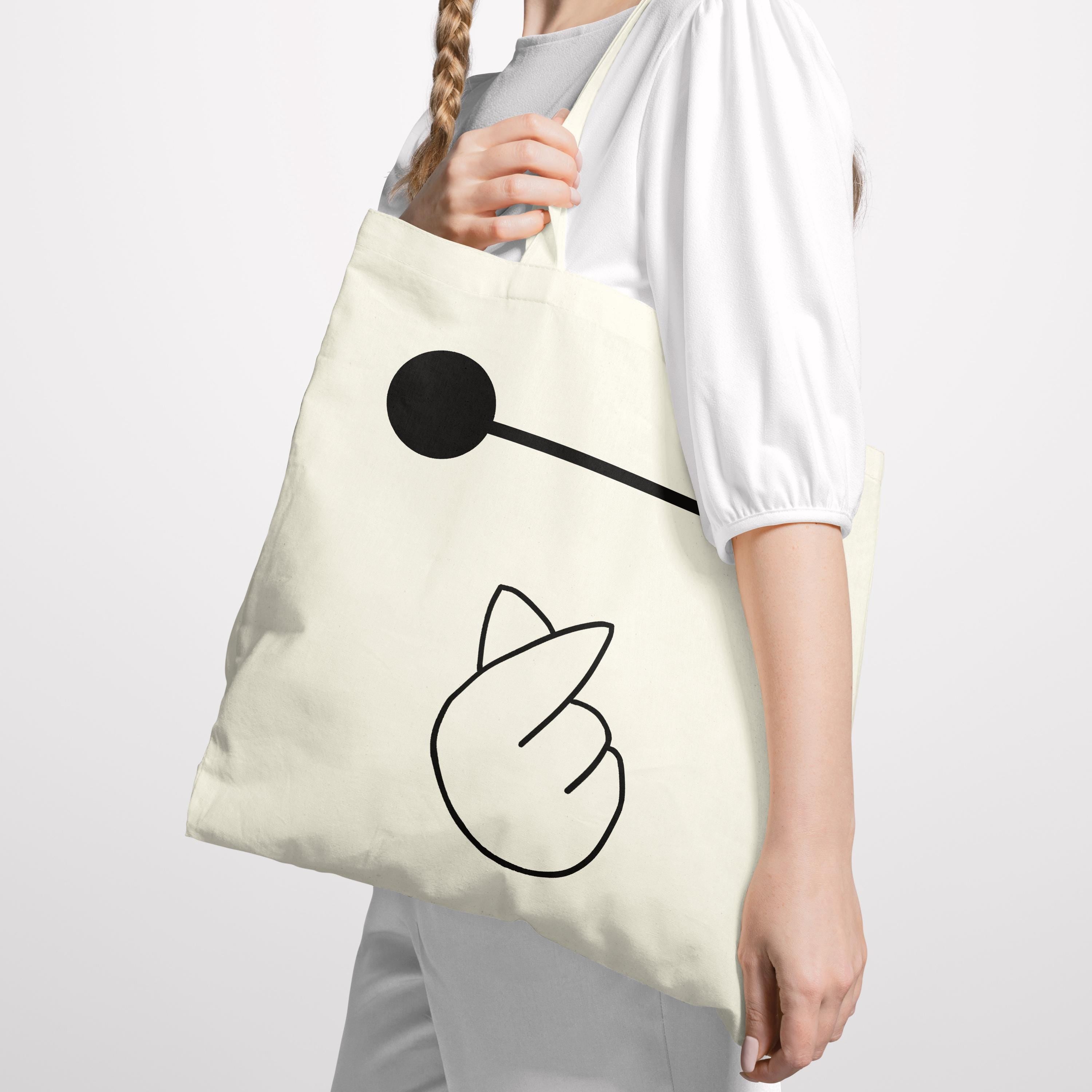 Disney Inspired Baymax Korean Finger Heart Canvas Tote Bag