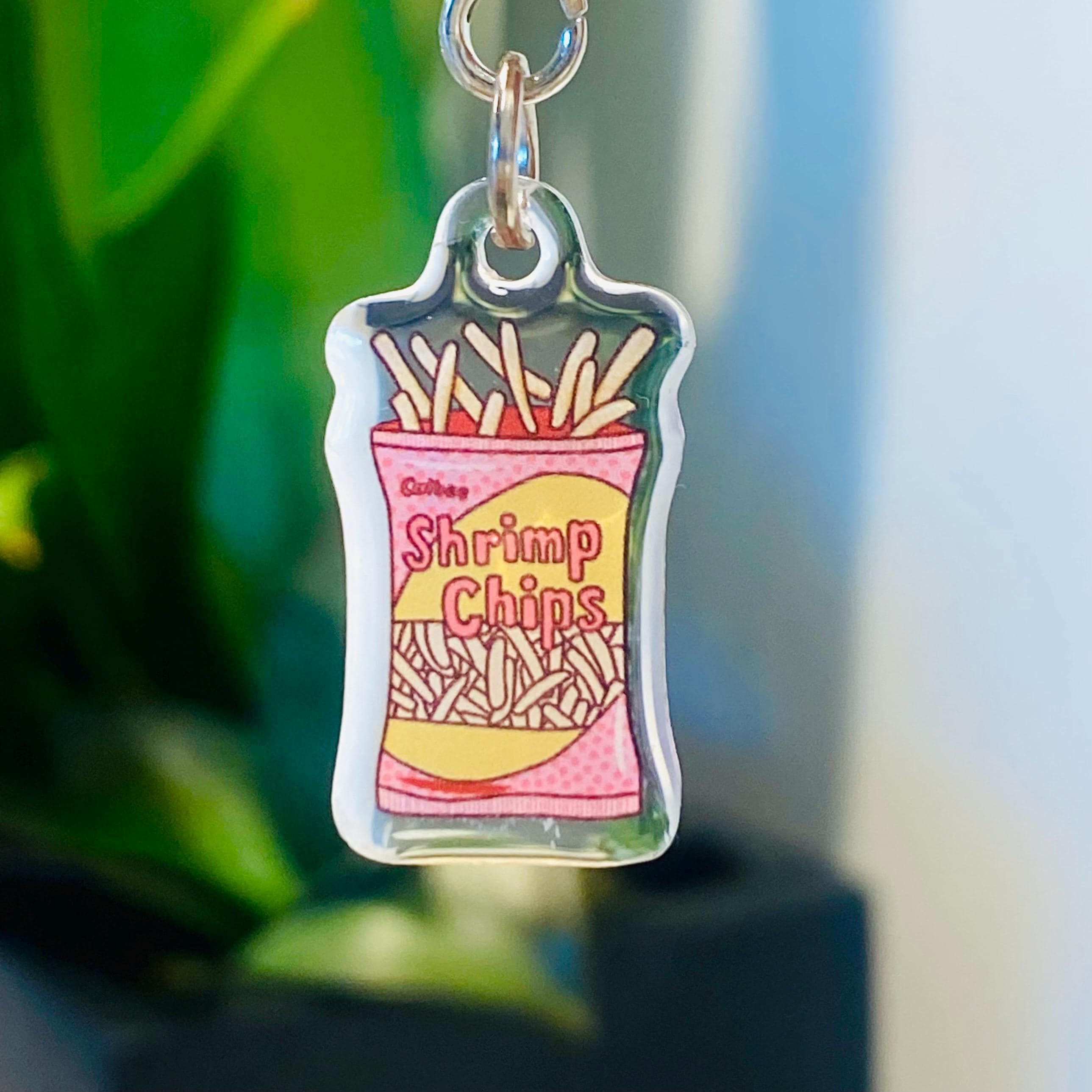 Shrimp Chips Phone Charm w/Tether and Wrist Lanyard