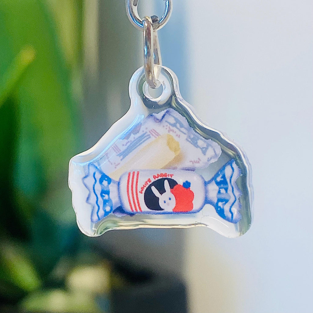 White Rabbit Candy Phone Charm w/Tether and Wrist Lanyard