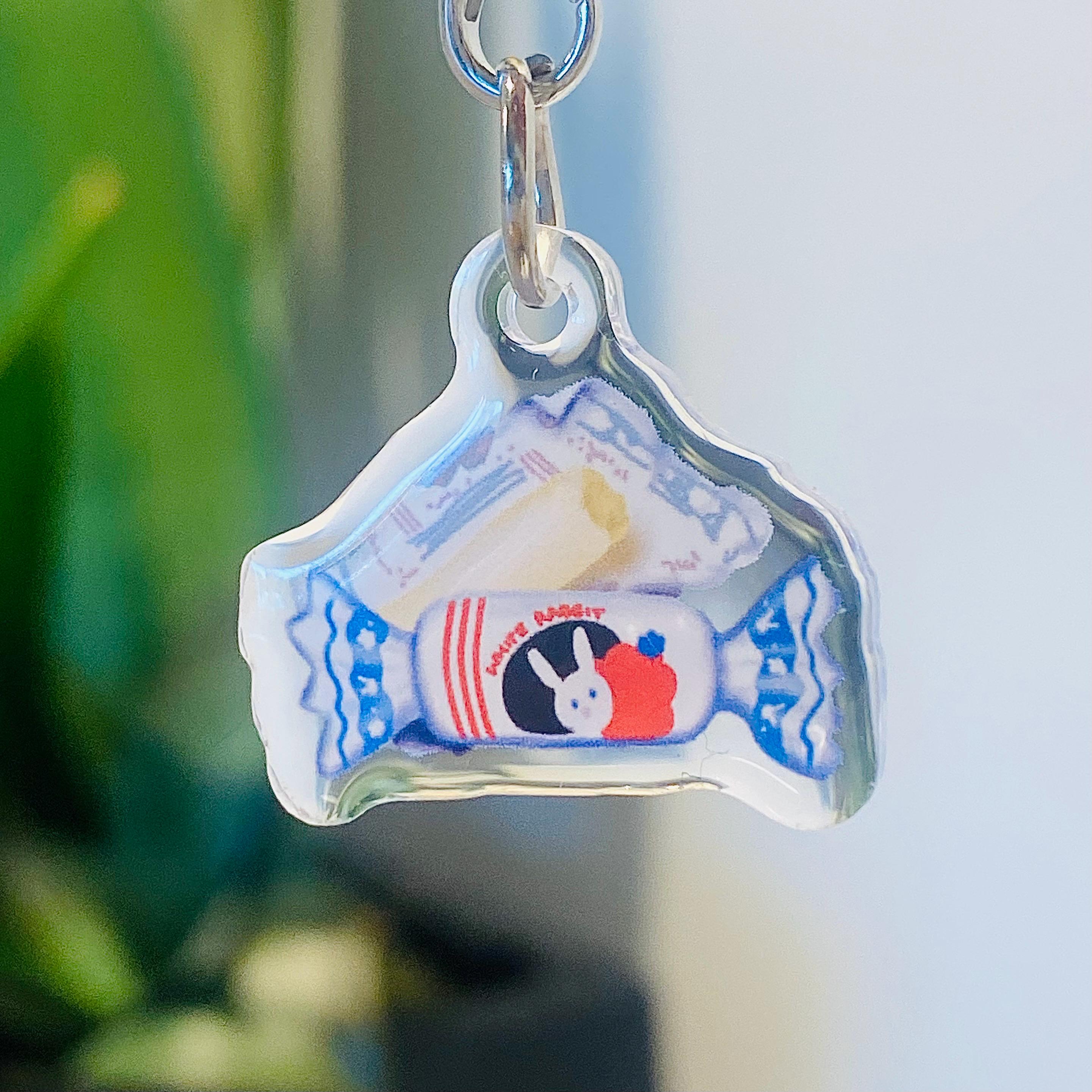 White Rabbit Candy Phone Charm w/Tether and Wrist Lanyard