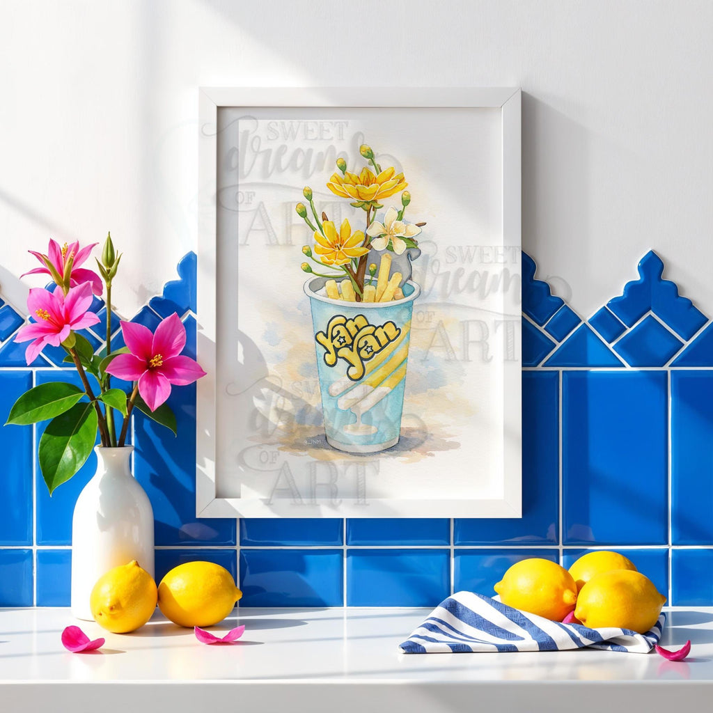 Yan Yan in Bloom – Kawaii Watercolor Wall Art Print