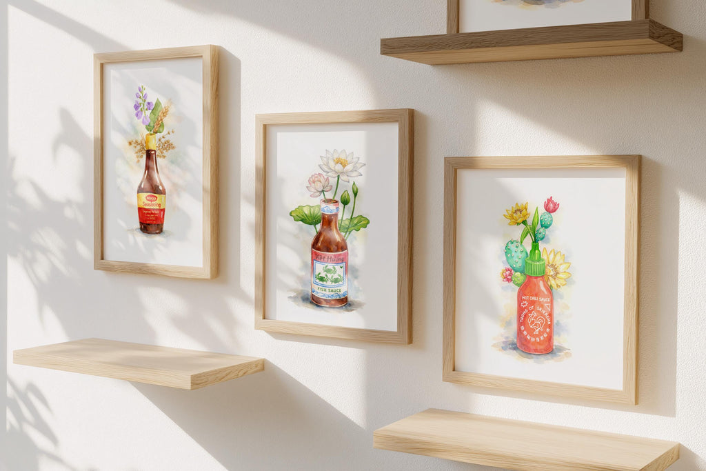 Fish Sauce in Bloom – Kawaii Watercolor Wall Art Print