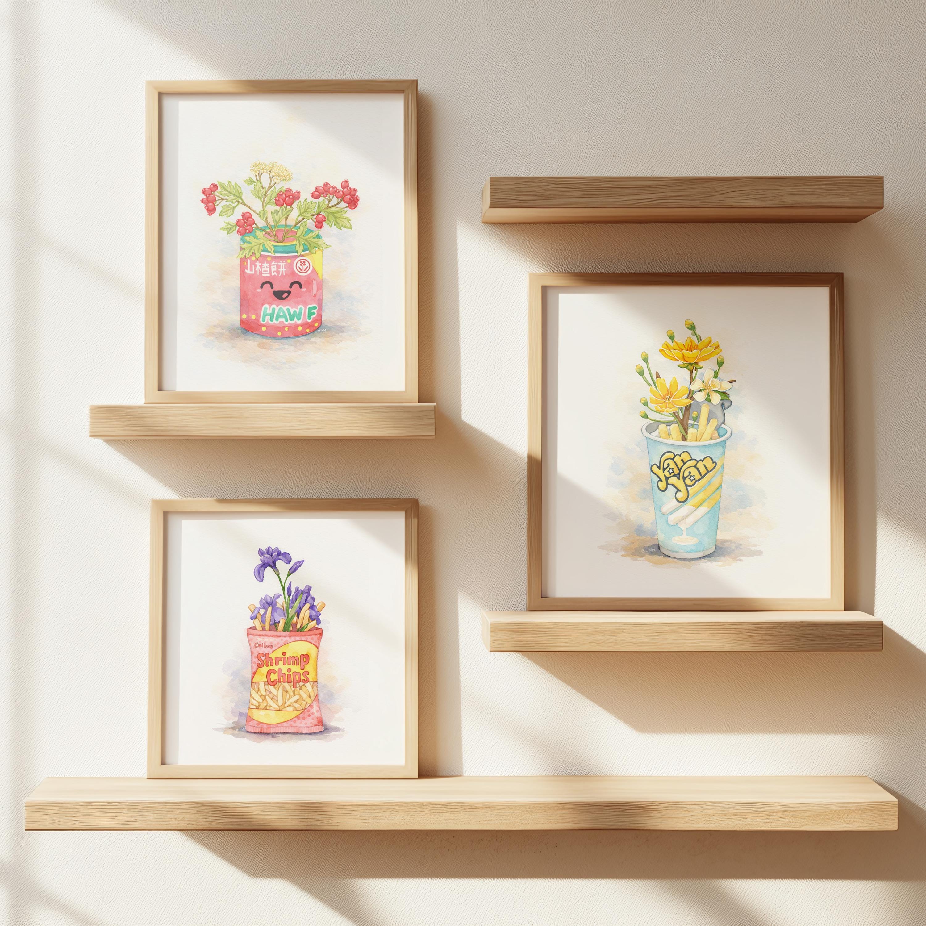 Yan Yan in Bloom – Kawaii Watercolor Wall Art Print